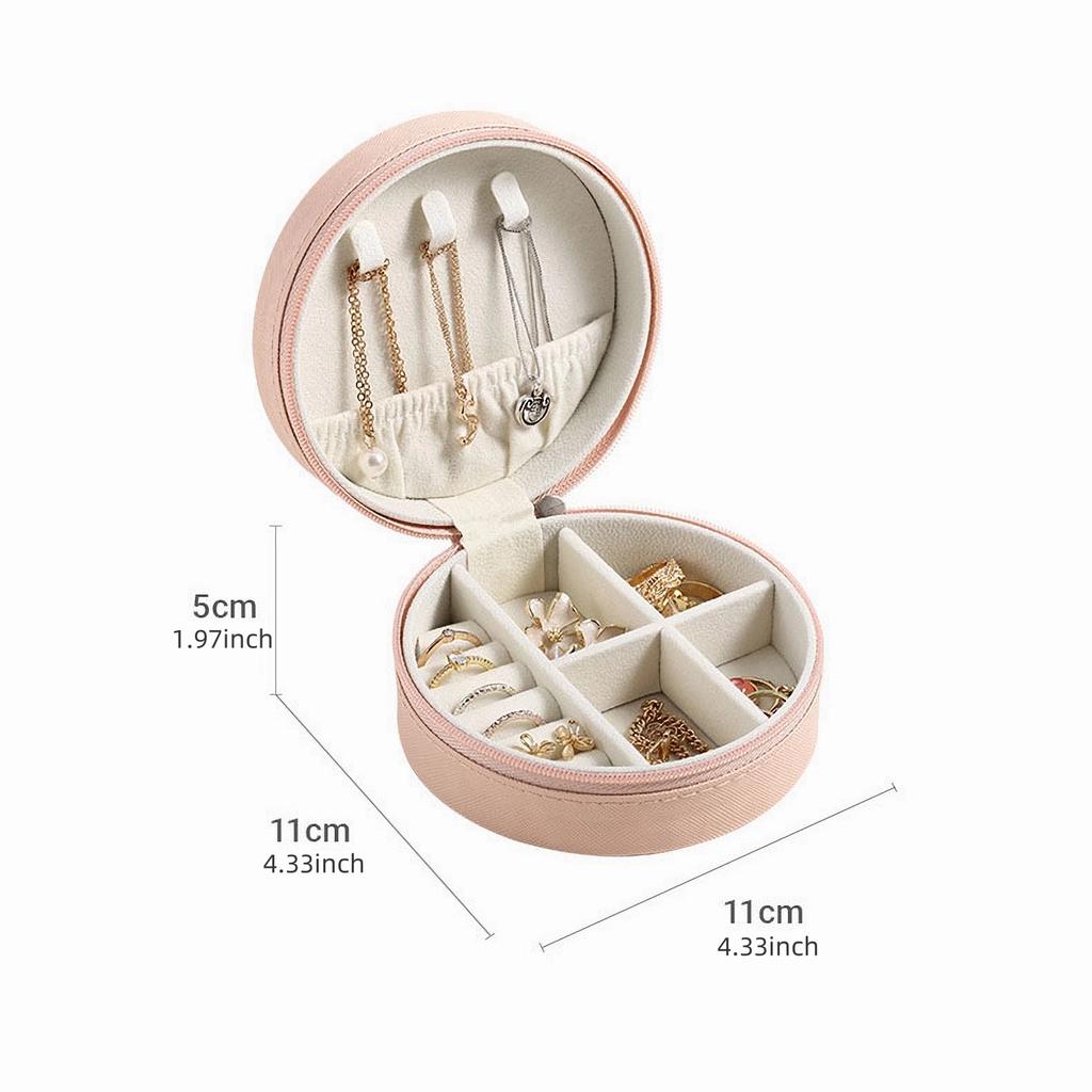 1pc Small Travel Jewellery Organiser Storage Case,Mini PU Leather Travel Jewelry Storage Case for Rings Earrings Necklace