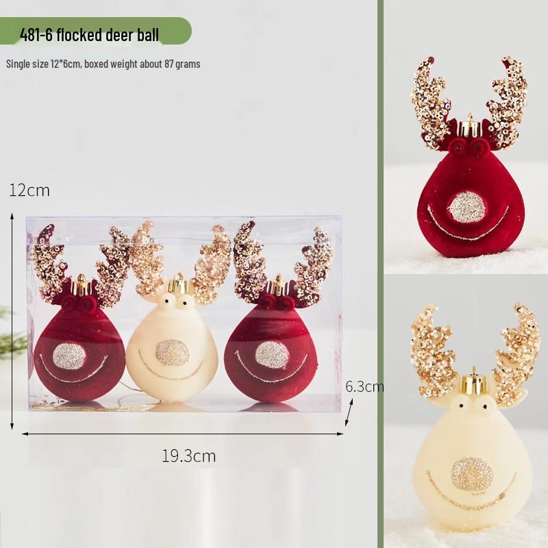 Hand-Painted Wine Red Christmas Ornament - Flocked Hanging Ball for Trees, Hotels, Malls, and Window Displays