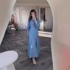 European and American Autumn New Women's Clothing Waist Temperament Elegant Slim Fish Tail Dress Women