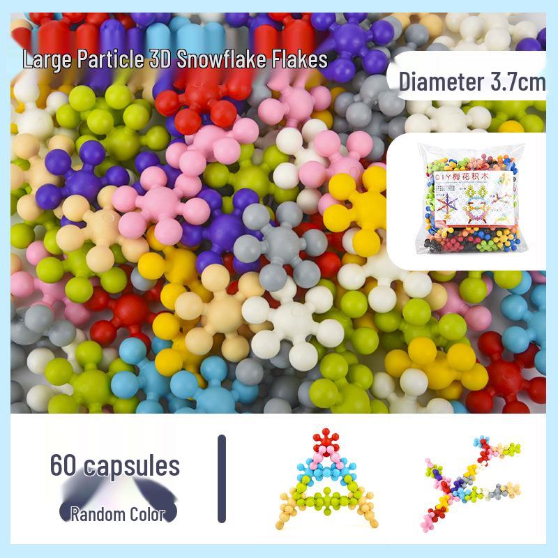 3D Rotatable Children s Plum Blossom Building Blocks - Fun Interlocking Snowflake Pieces for Early Education and DIY Toys. 3.7 CM