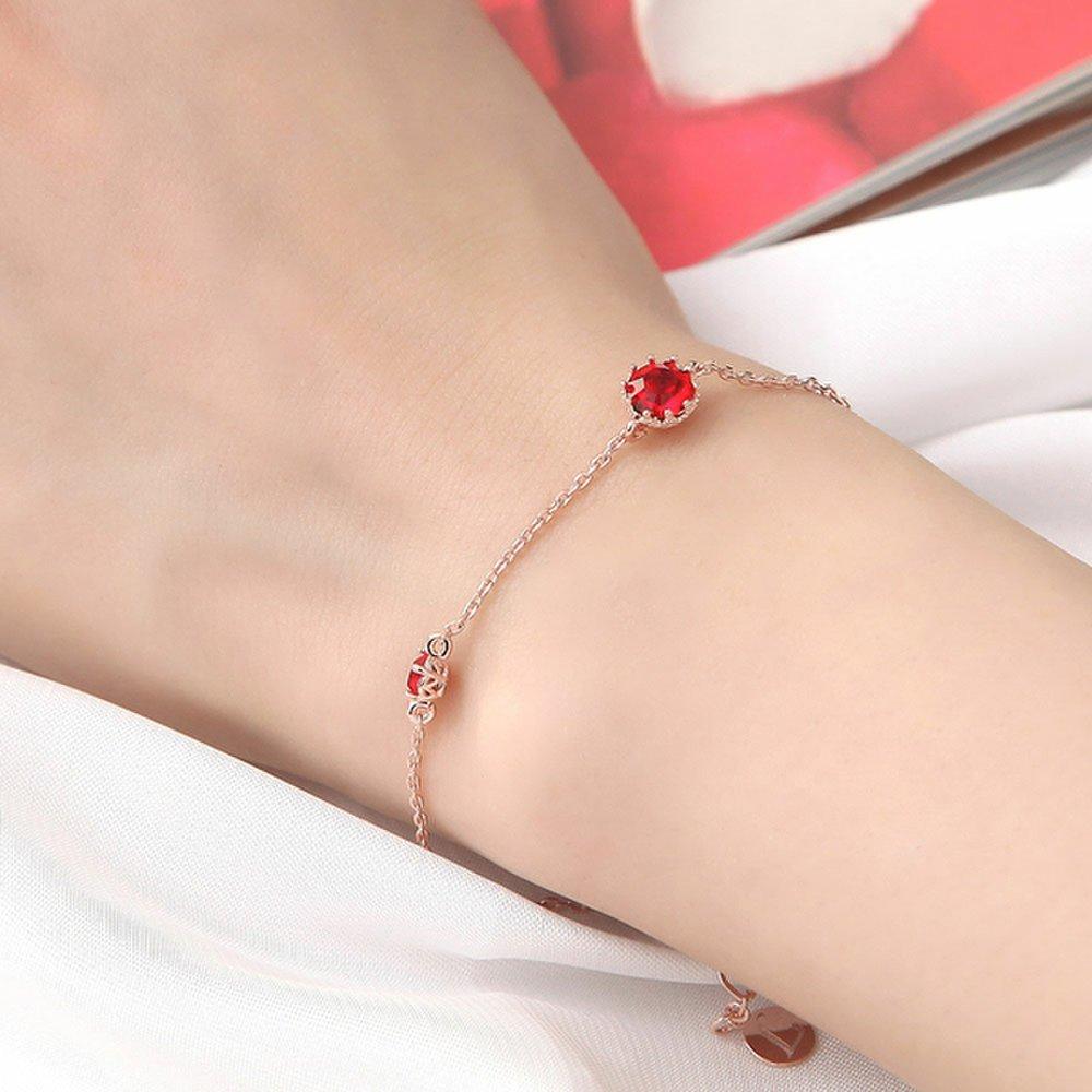 [Cricri] 14K Gp Birthstone Color Cubic Rose Gold Chain Bracelet (Choose 1 of 12)