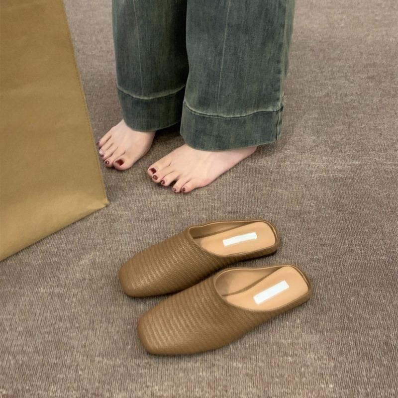 Fashion Hot Selling 2025 Flat Toe Shallow Lazy Slipper Boat Backless Mule Shoes Soft Loafers High Back Simple Classic Retro Personality