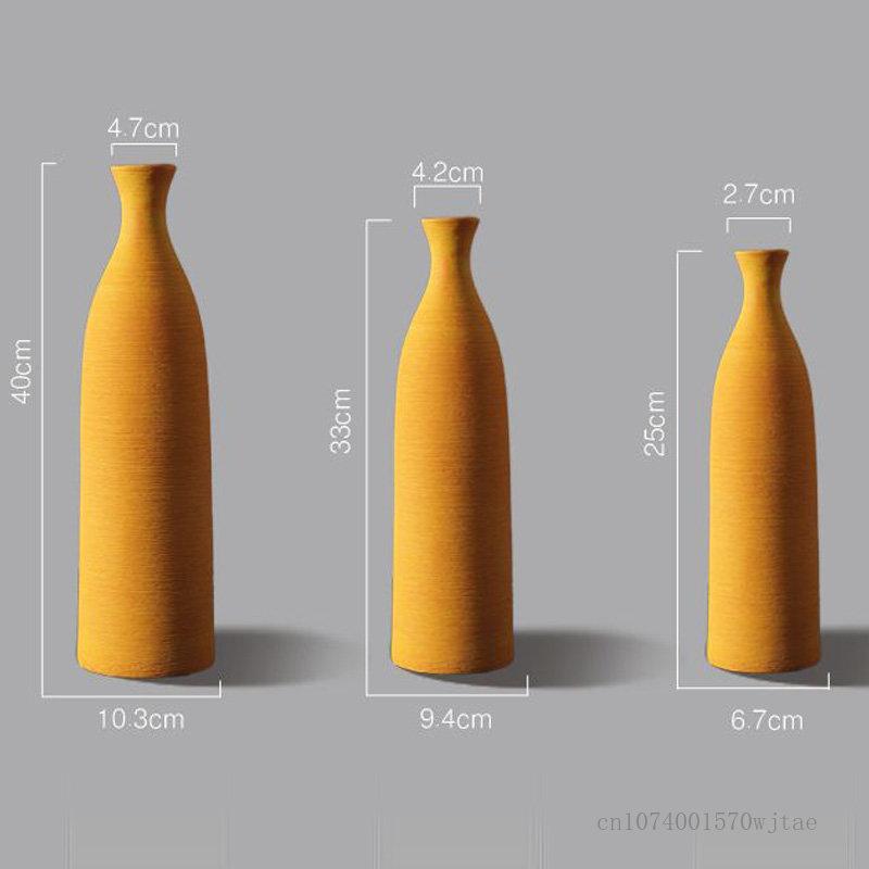 High quality ceramic vase for home decoration, living room, bedroom, dining room, table top decoration, yellow, gray, black
