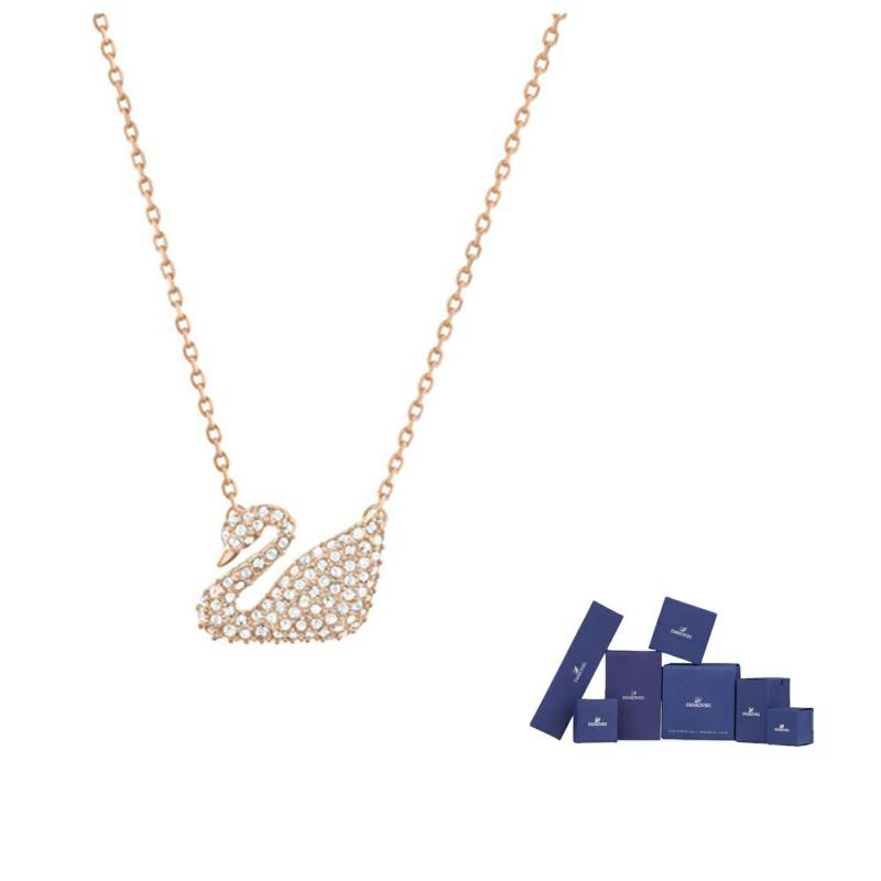 Swarovski Faux Crystal Stone, Rose Gold Plated Necklaces Womens Rose Gold F-Original brand box