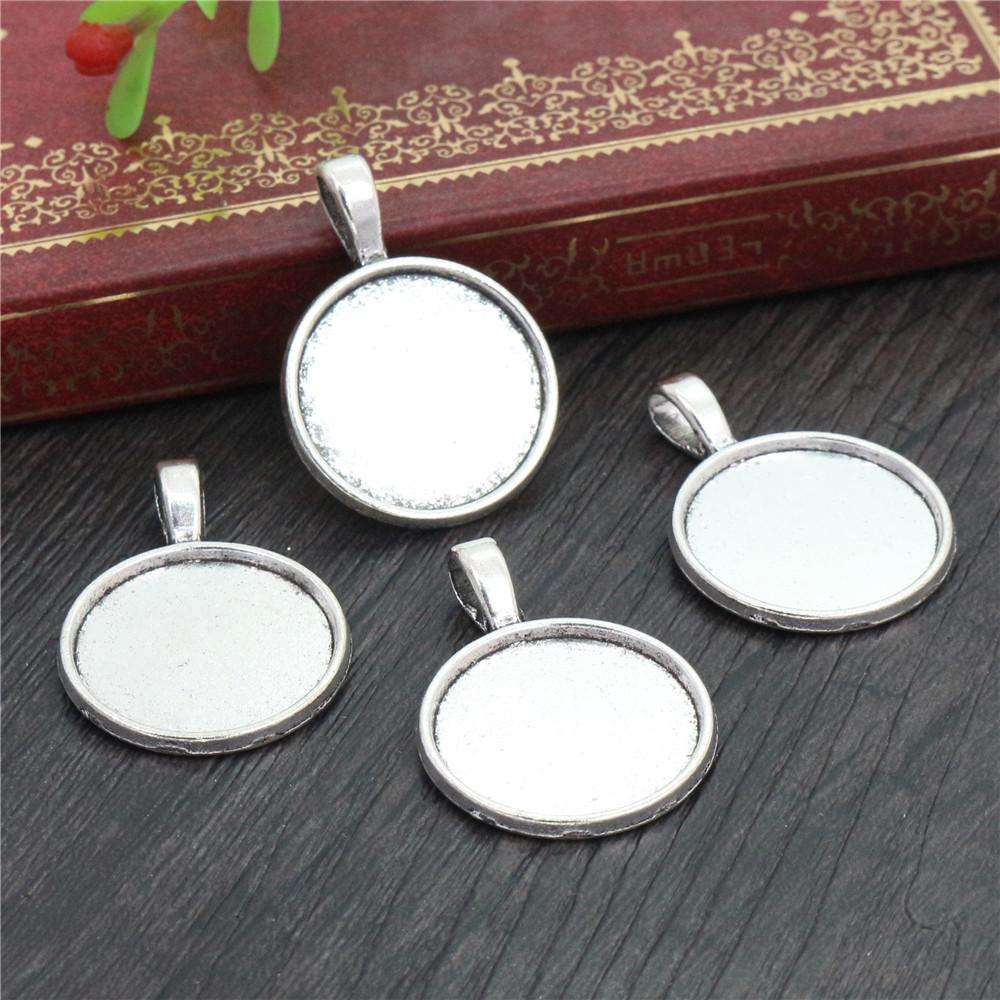 10pcs 20mm Inner Size Classic 5 Colors Plated One Sided Double Hanging Simple Style Cabochon Base Setting Charms Pendant