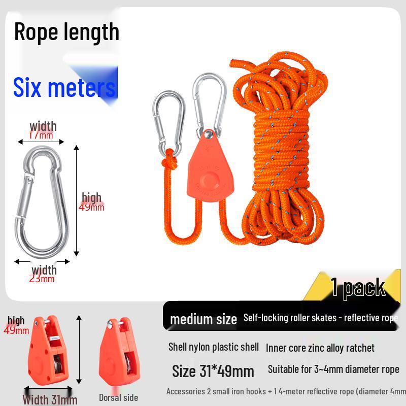 Adjustable Reflective Windproof Camping Tent Rope Pulley System