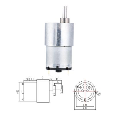 12V High Torque Electric Micro Speed Reduction Geared Motor 7RPM To 960RPM Eccentric Output Shaft JGB37-528