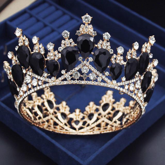 Baroque Water Drop Ab Crystal Wedding Crown Royal Queen Prom Bride Diadem Pageant Circle Tiaras Headdress Wedding Hair Jewelry