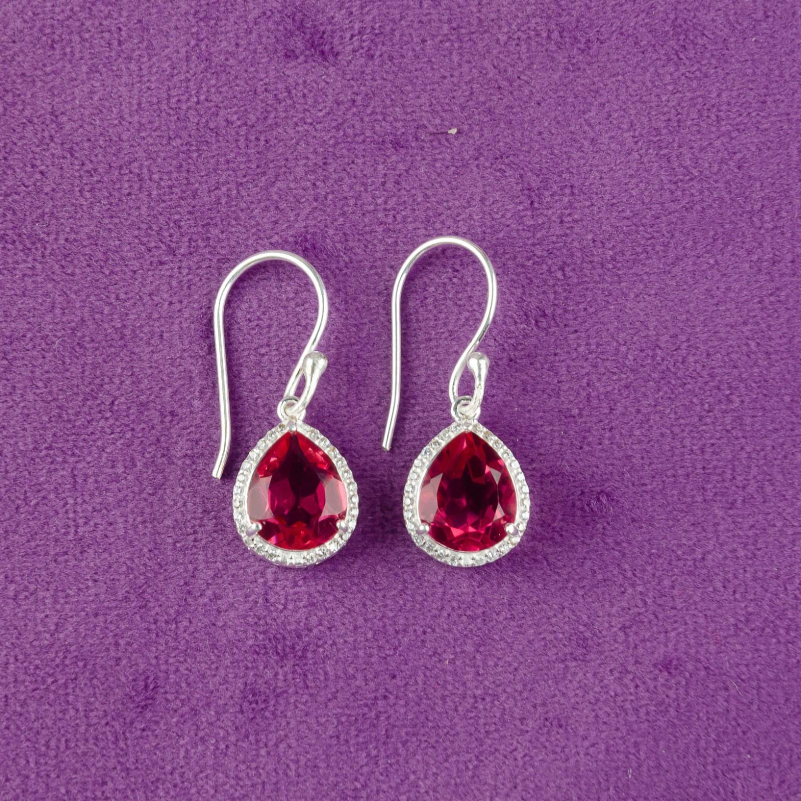 

Редкий драгоценный камень Розовый Турмалин Ювелирные изделия из серебра 925 пробы Серьги с цирконами 1,80 CZE-4-17