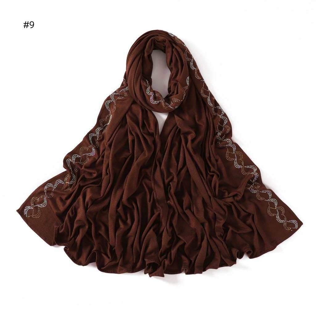New Rhinestone Hijab for Women Gold Silver Diamond Muslim Headscarf Soft Breathable Jersey Wrap Eid Ramadan Fashion Accessories