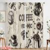 2pcs,2D plane printing Minimalist Curtains Coffee Artistry 100% Polyester (without rod) Outdoor Decorations Perfect for Bedroom