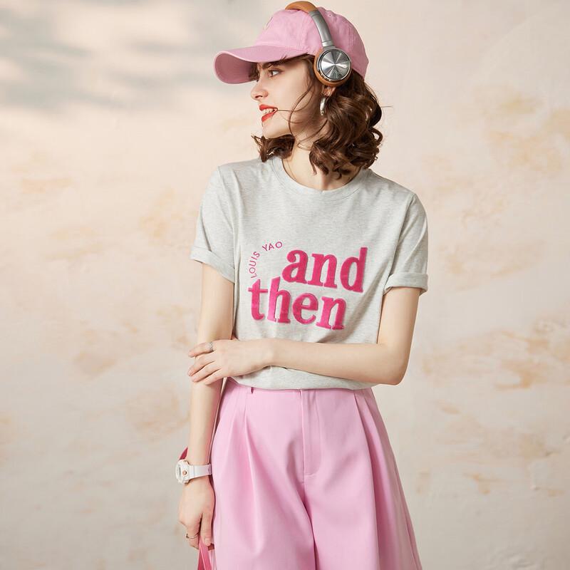 Women s Letter Embroidered Cotton T-Shirt L
