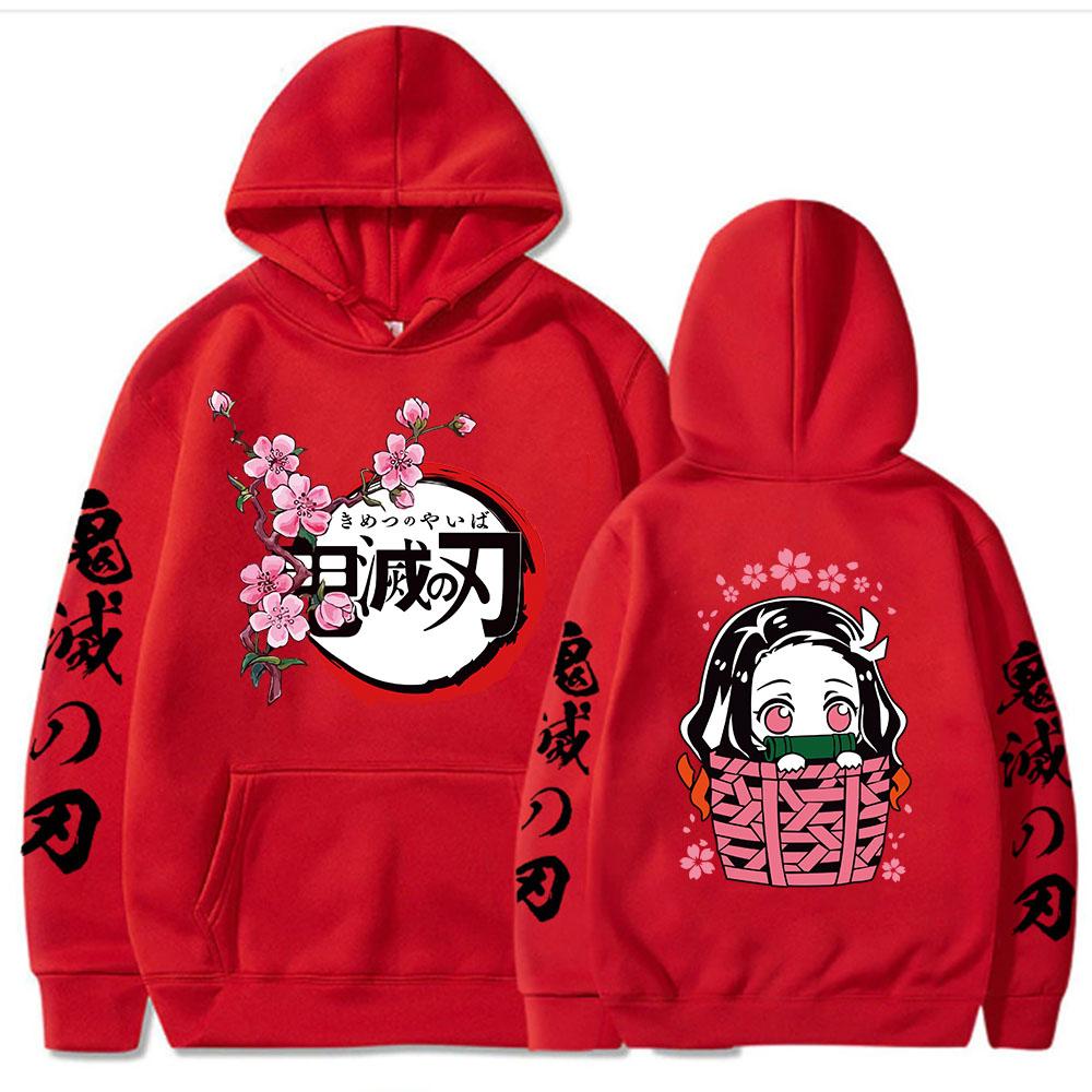 

Японский аниме Demon Slayer Kawaii Cartoon Nezuko Graphic Printed Men Women Hoodies Plus Size Sweathirt Harajuku Unisex Pullover 4XL красный