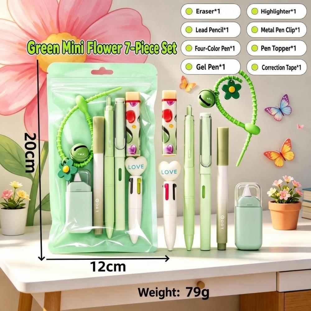 7-in-1 Flower Stationery Set Multi Color Pen Gift Set Kawaii 7 in 1 Pen Set  School Supplies