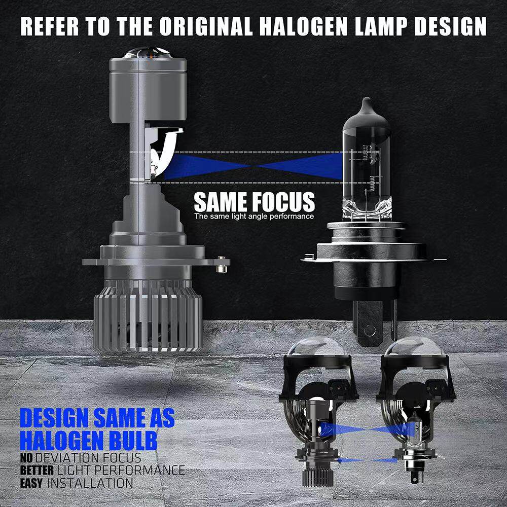 H4 Led Mini Projector Automobiles Bulb 75W Conversion Kit Hi/Lo Beam Cut-shape Headlight 12V/24V LHD RHD