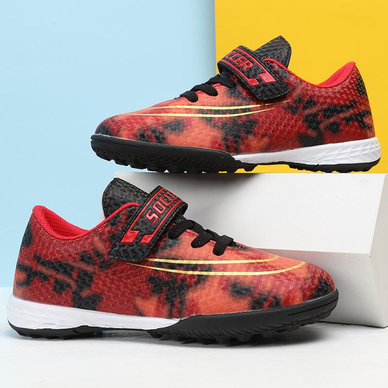 

New children s broken nail football shoes boys and girls flat non-slip primary and secondary school sports shoes Velcro football 39