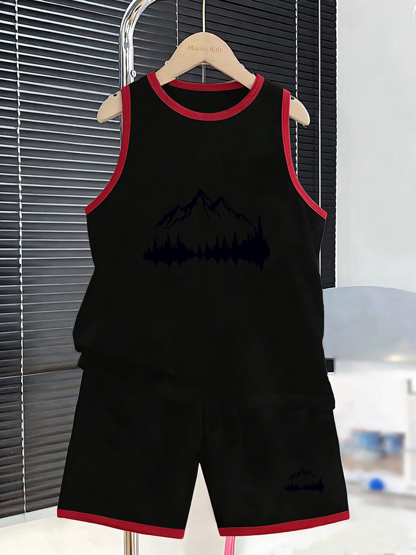 

Boys’ simple mountain set. Natural prints, breathable fabric, loose fit for casual daily wear. 2-3Y чёрный