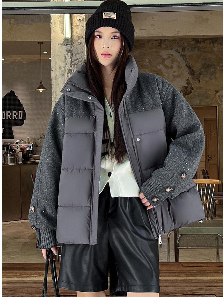 Stitching Cotton-padded Jacket Coat Women's Mid-length Thick Warm Jacket