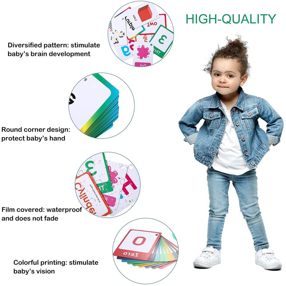 Set de 4 fișe de învățare timpurie pentru copii, numere, alfabete, culori și forme, 100 de fișe cu 200