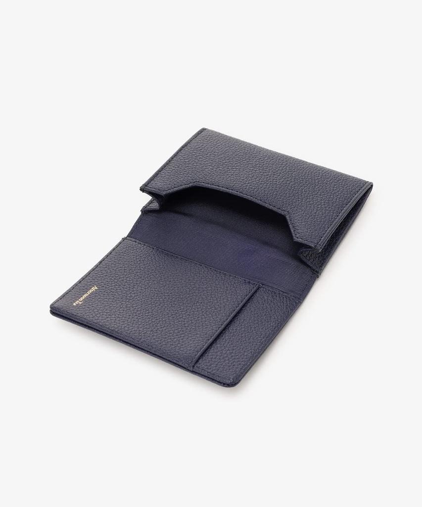 Afternoon Tea Living Business Card Case/Organizer HQ43, Genuine Leather Business Card Case with Flower Charm / Afternoon Tea PREMIUM, Navy