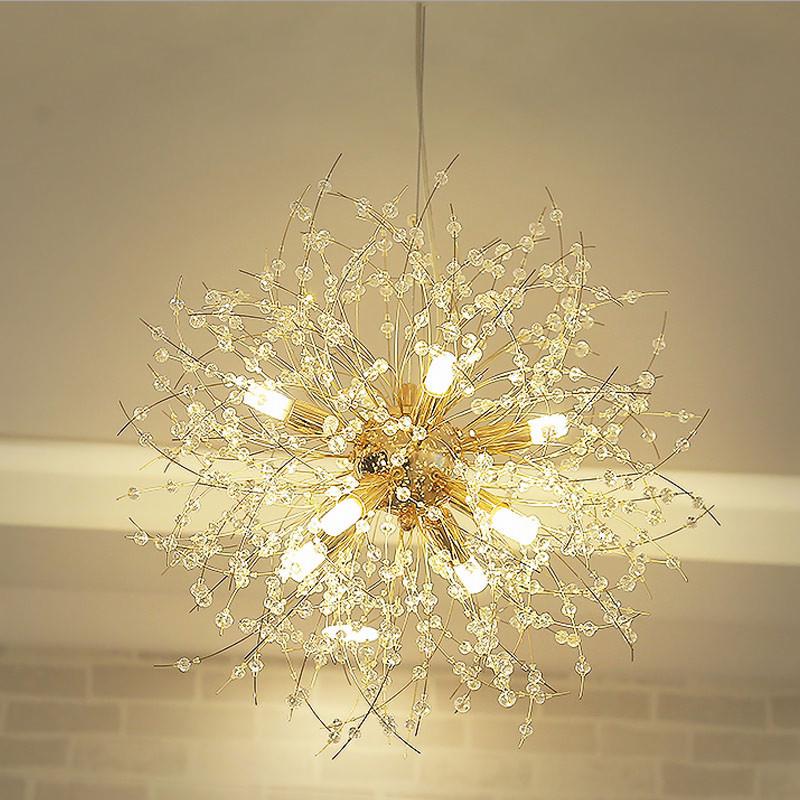 

Dandelion Crystal LED Chandelier: Modern Nordic Minimalist Sphere Light for Bedroom Gold Diameter 450mm (8 Heads)