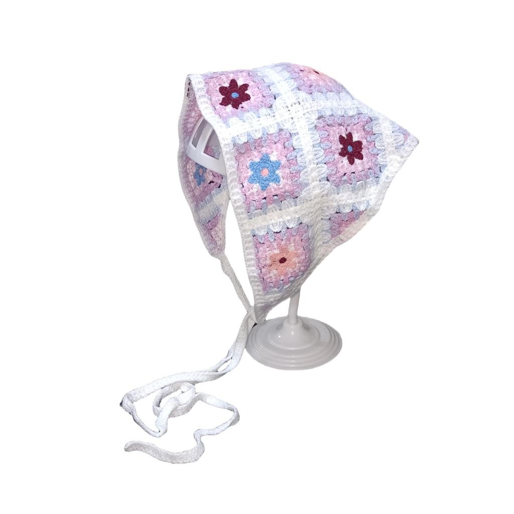 Ręcznie robiona szydełkowa trójkątna chusta na głowę: Francuski Retro, Wszechstronny, Styl Pastoralny