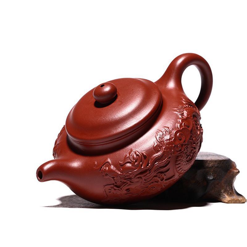 230ml Famous Authentic Mine Dahongpao Purple Clay Teapot, Fully Handmade Double Dragon Antique Tea Pot and Tea Set