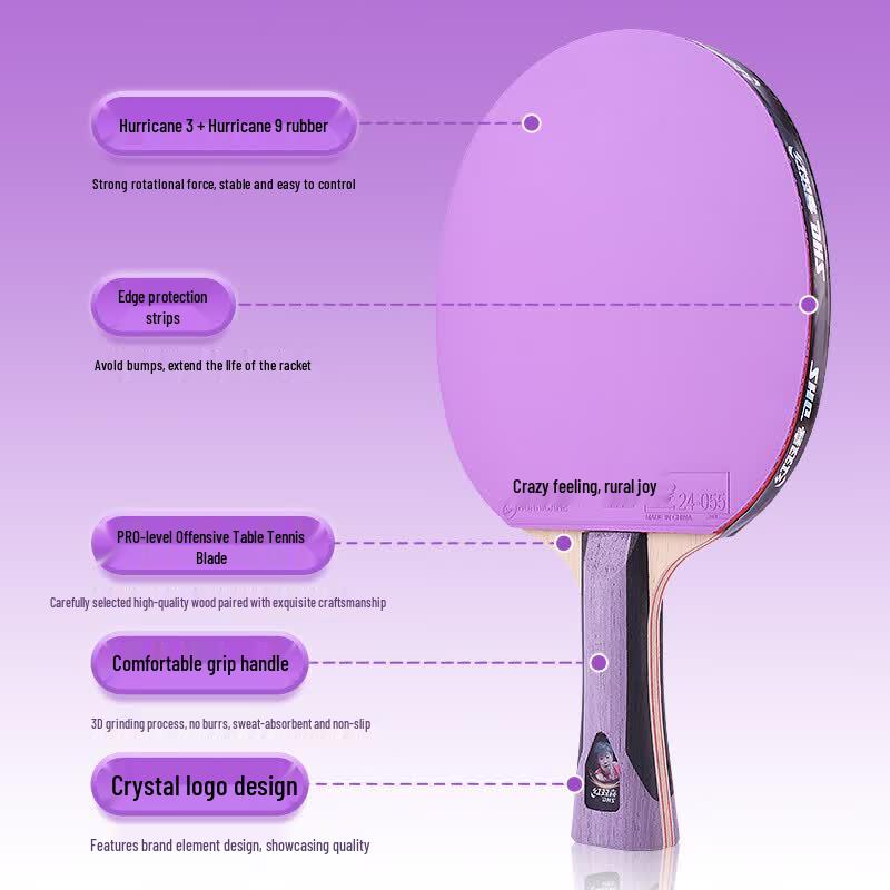 Red Double Happiness 6-Star Table Tennis Racket