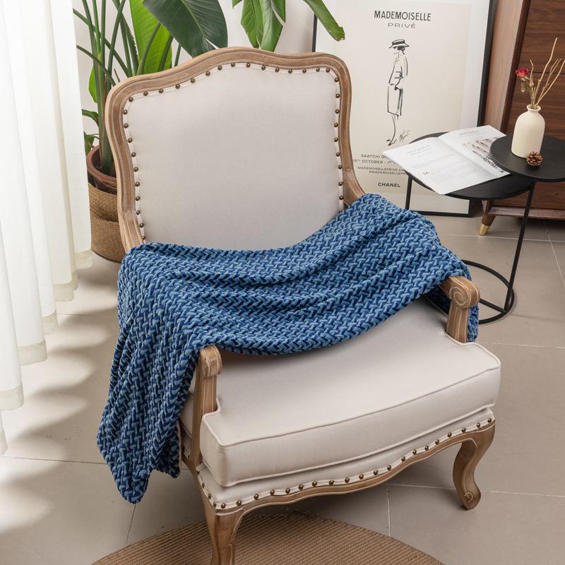 Jacquard Cationic Flannel Double-Layer Air Conditioning Nap Blanket