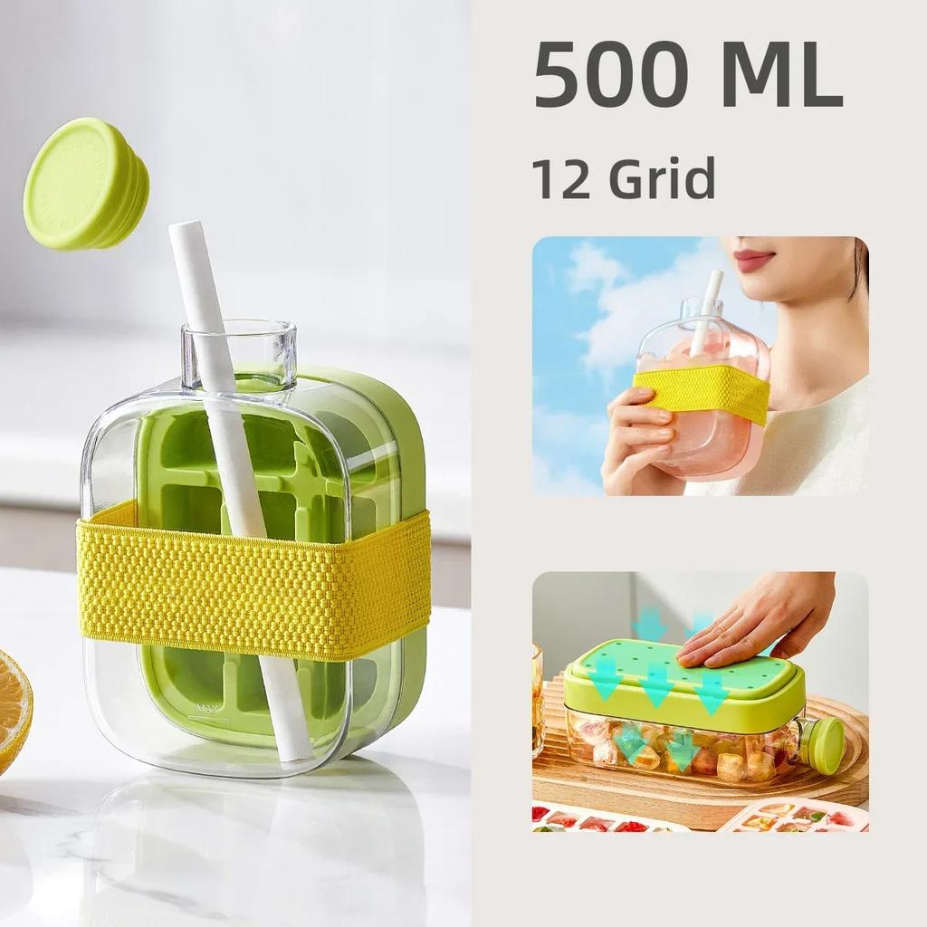 Non-Touch Ice Cube Mold Food Straw Cup Kettle Grade Ice Cube Trays for Drinks Easy Demould Ice Maker Outdoor Fitness Drink