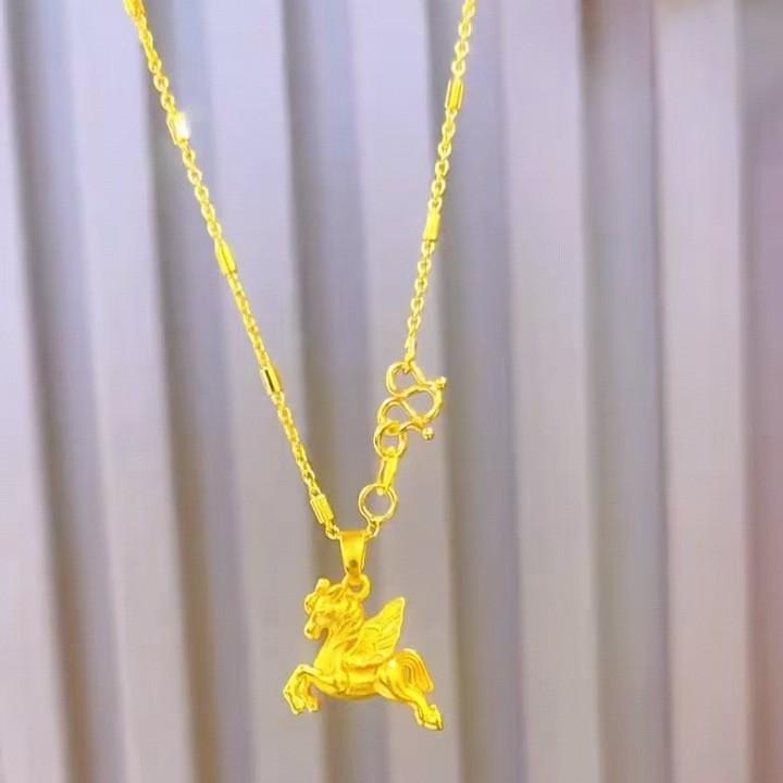 Little Pegasus Solid Pendant Women's 24K Gold AU999 - Pure gold pegasus pendant, vitality boost, ideal friend gift