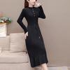 Women's Mink-proof Knitted Dress Loose Solid Color Mid-length Sweater Dress Knee-length Fishtail Dress for Autumn and Winter