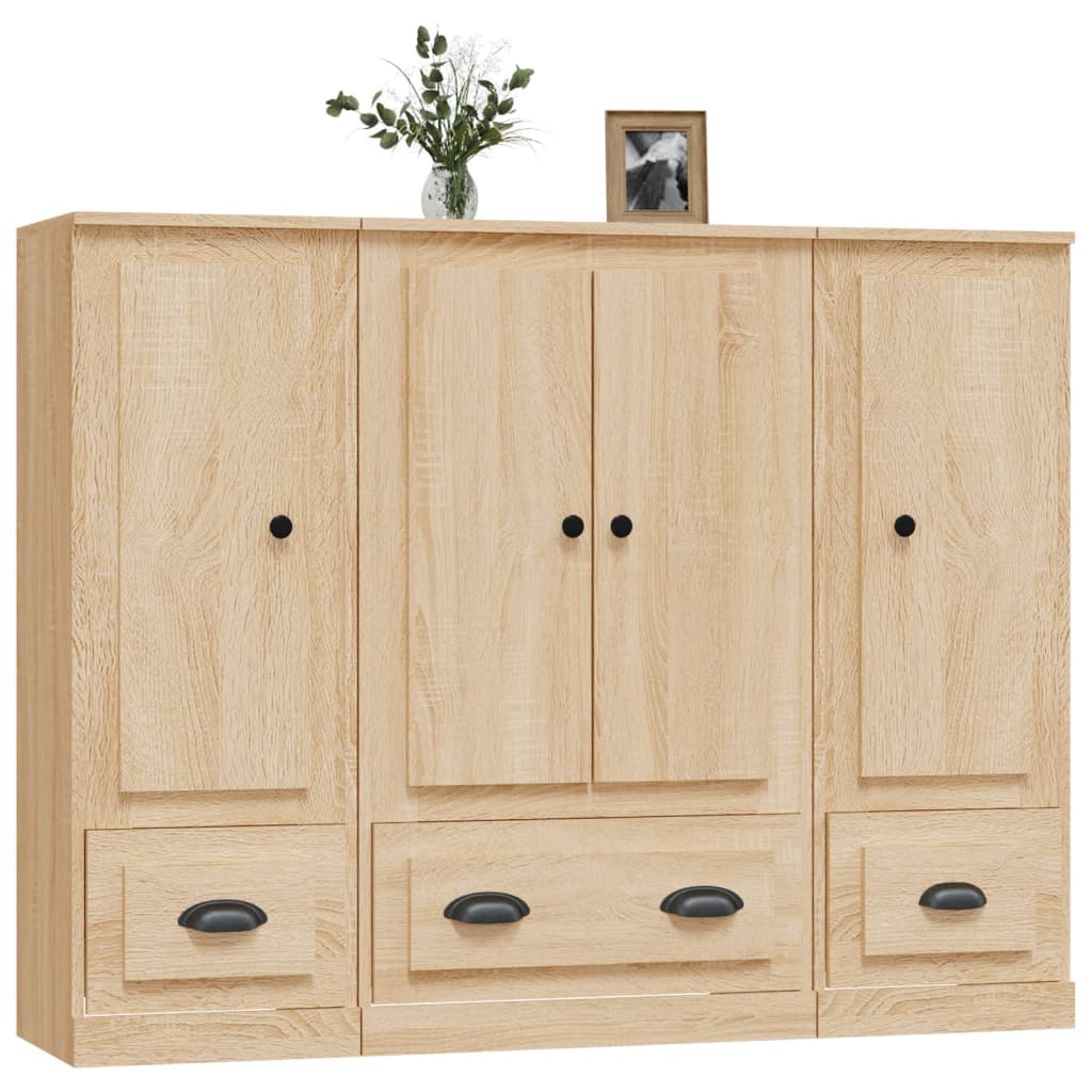 Tall Cabinets, 3 Pcs., Sonoma Oak, Wood-Based Material