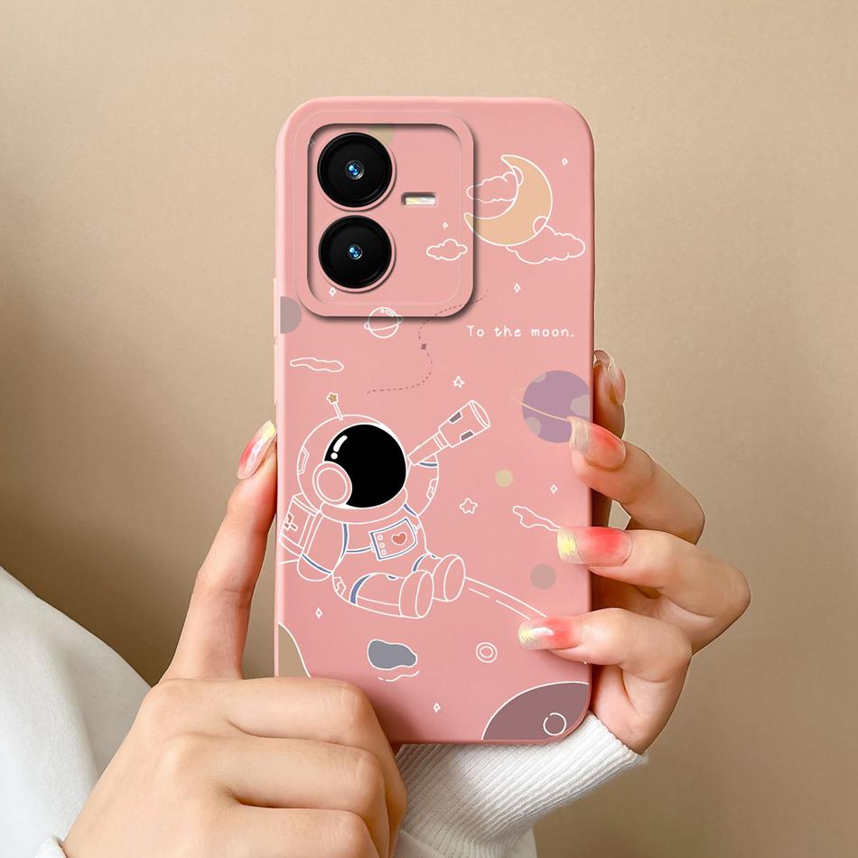 Cases For Vivo Y22 Y22S Flower Liquid Silicone Camera Lens Protection Phone Back Cover For VivoY22 Vivo Y 22 Y22 S Coque Bumper