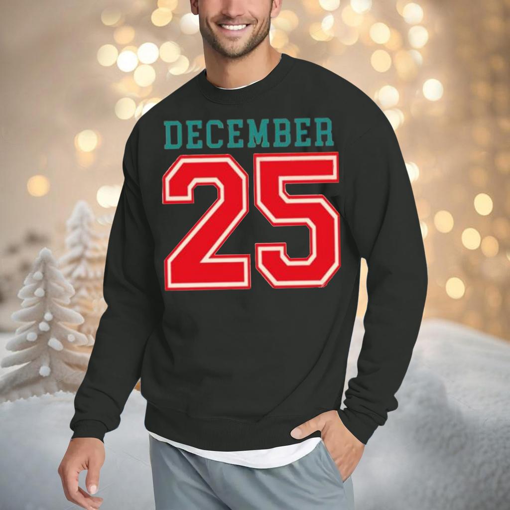 Christmas Print Loose Fit Round Neck Sweatshirt For Men