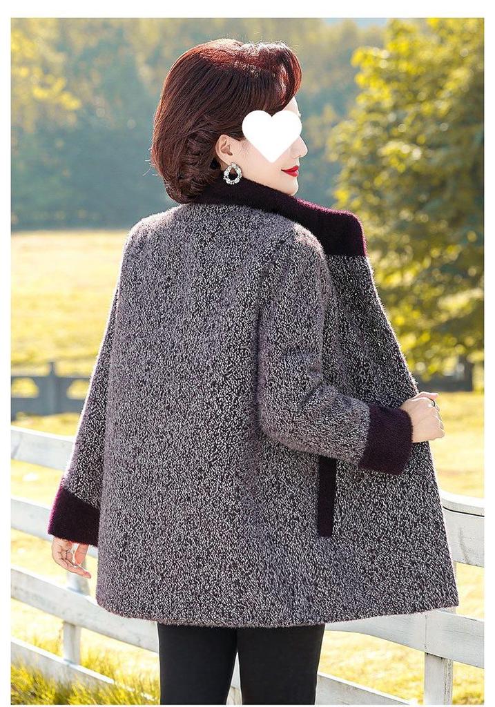 Mom's Cozy Winter Plus Velvet Wool Coat: Stylish Warm Cardigan for Middle-Aged & Elderly Women