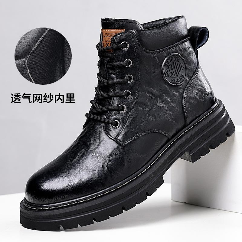 

Men s autumn and winter Martin boots fleece thickened thermal cotton shoes retro trend locomotive tooling boots 2025 38