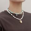 Boho Layered Turquoise Necklaces Women Soft Pottery Devil's Eye Necklaces Wear Colorful Necklace Statement Jewelry for Party Beach Summer