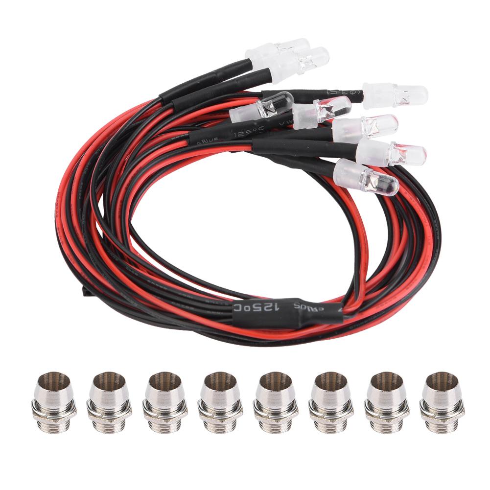 8PCS 5mm Headlights and Taillights LED Lights RC Model Drift Car Accessory