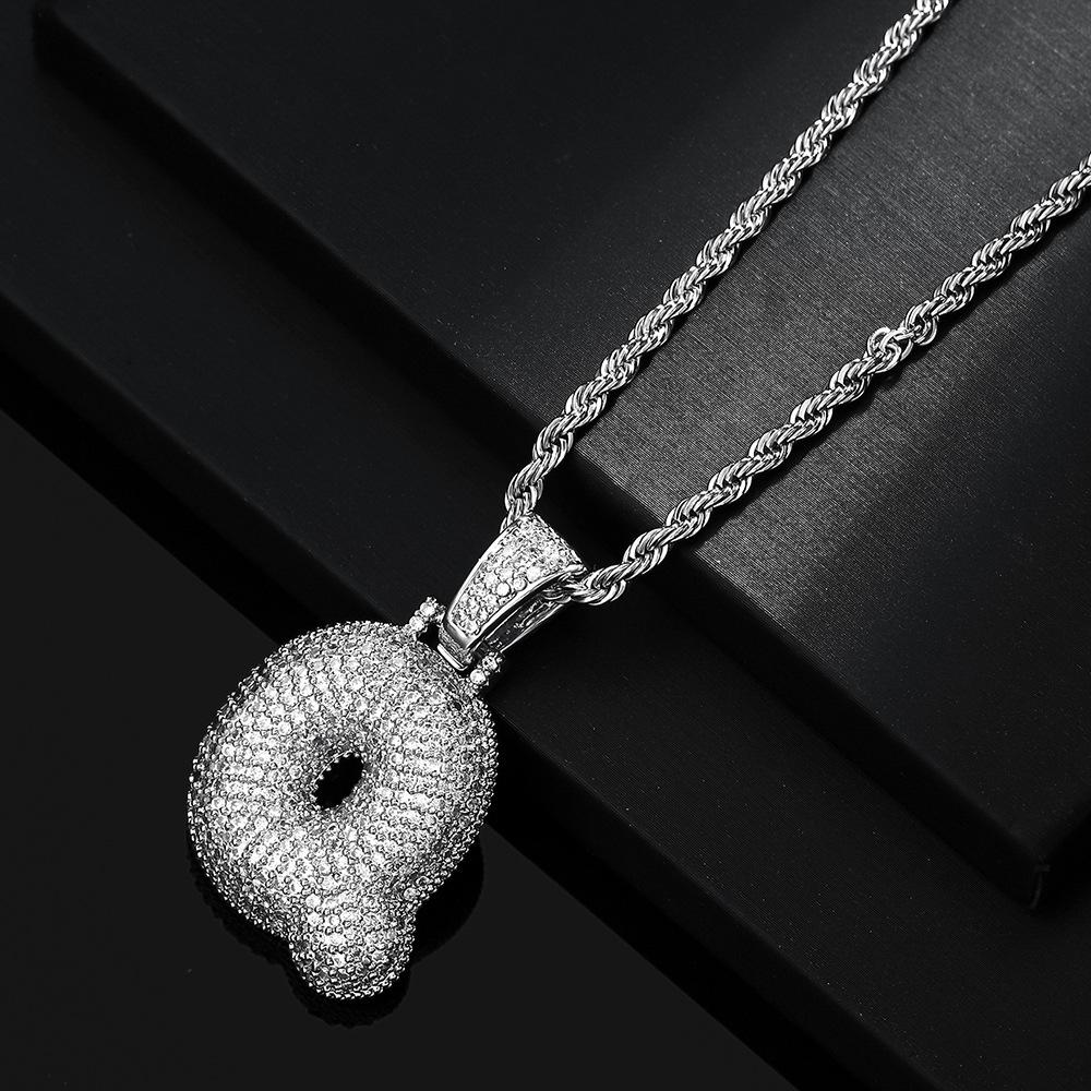 Hot Selling European and American Hip-hop Necklace with 26 English Letter Pendants, Men's and Women's Trendy Zircon Necklace