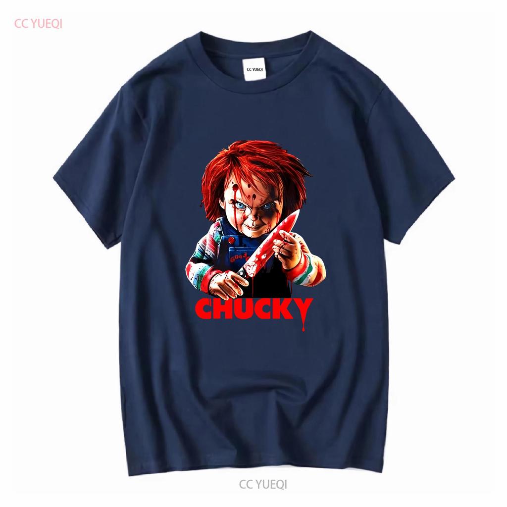 Chucky Bloody Knife Childs Play Halloween T SHIRT US Size Xmas Vintage Washed Streetwear Stretched Unisex Casual Soft Stylish