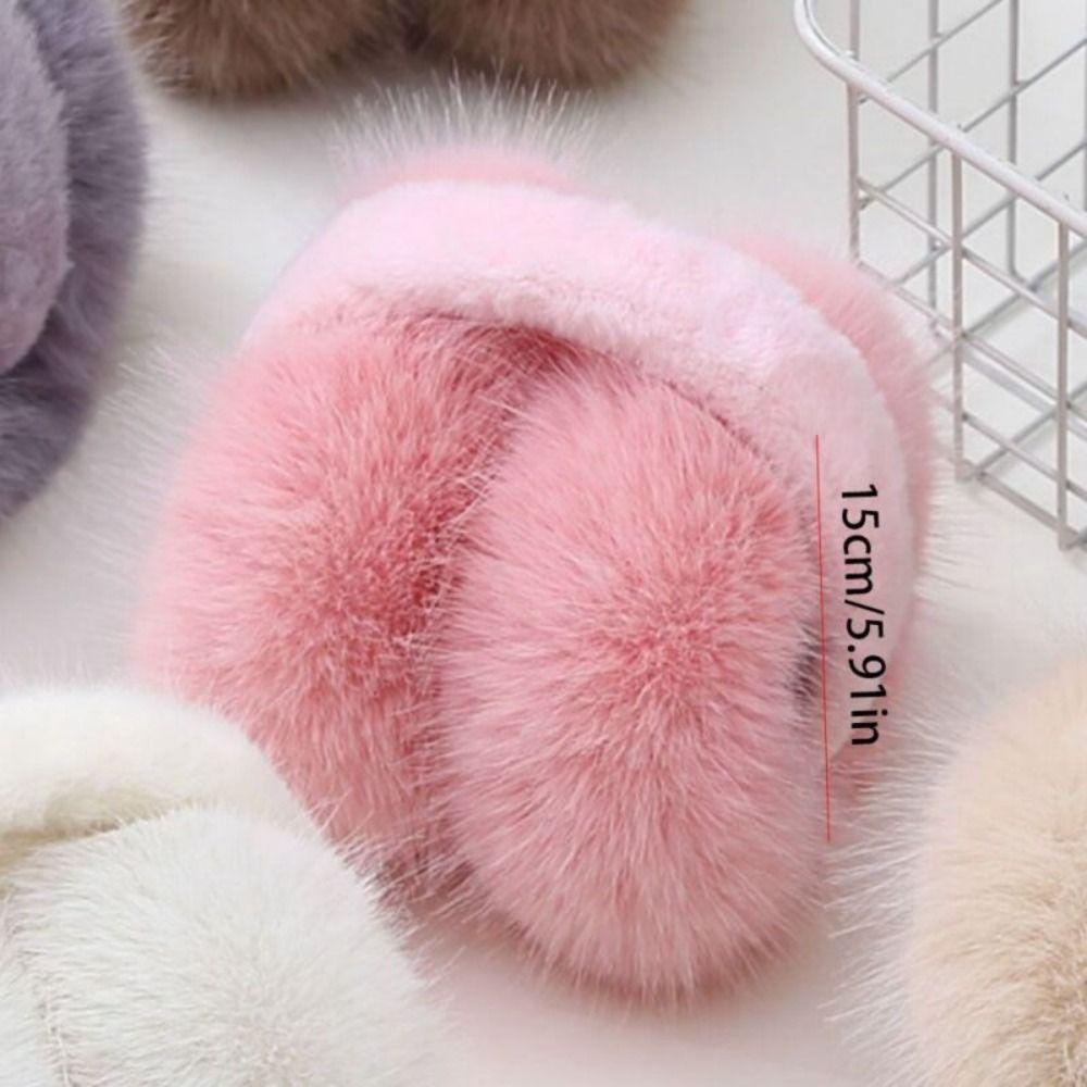 Thick Warm Winter Warm Earmuffs Solid Color Folding Earflap Fluffy Plush Ear Warmer