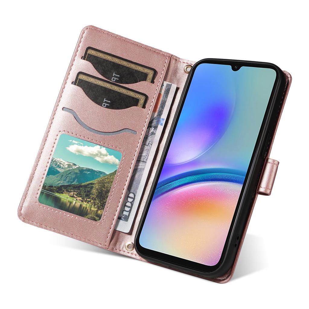 For Samsung Galaxy A05s 4G Case Wallet Rhombus Leather Phone Cover with Shoulder Strap,Wrist Strap