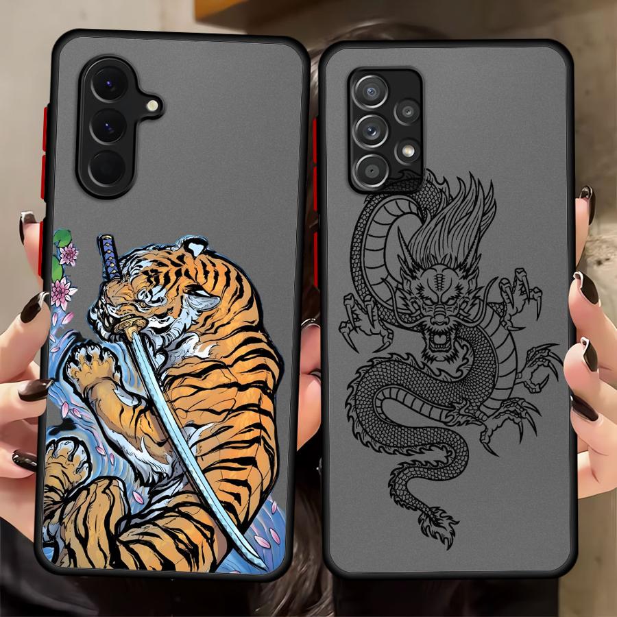 Phone Cover Case for Samsung Galaxy A53 A16 A15 A34 A36 A17 A52 A52S A72 A14 A23 A35 A73 A33 A54 A56 A55 Cool Tiger Dragon
