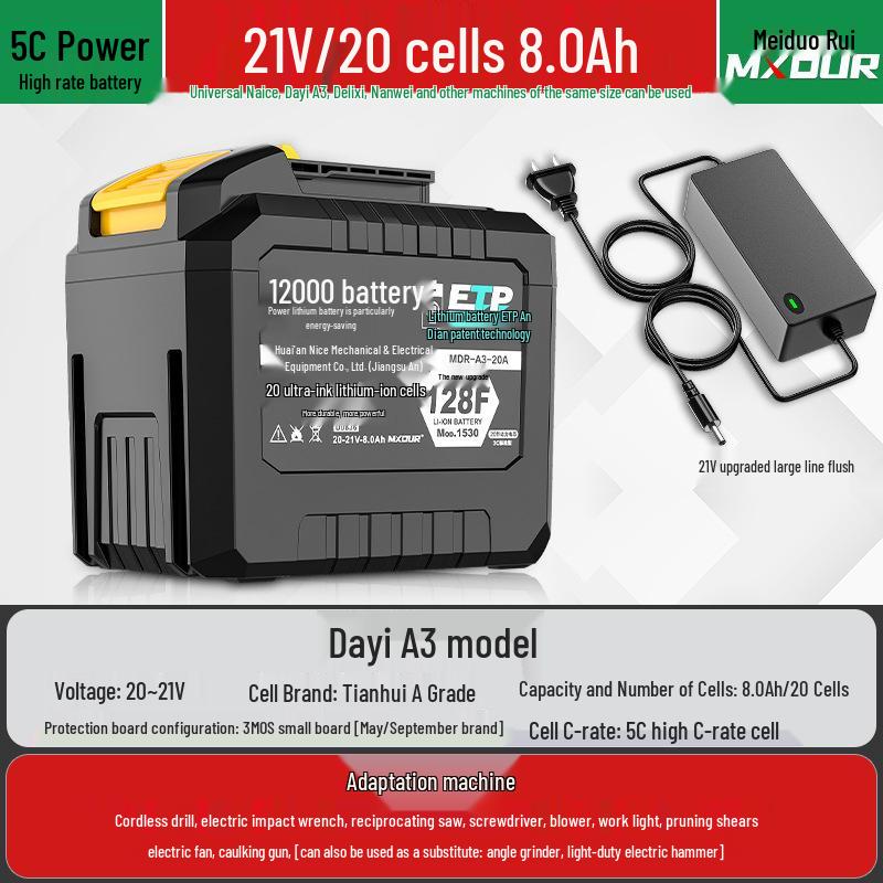 Universal A3 Series: Cordless Electric Wrench, Angle Grinder, Hammer, Drill, Circular Saw with Lithium Battery