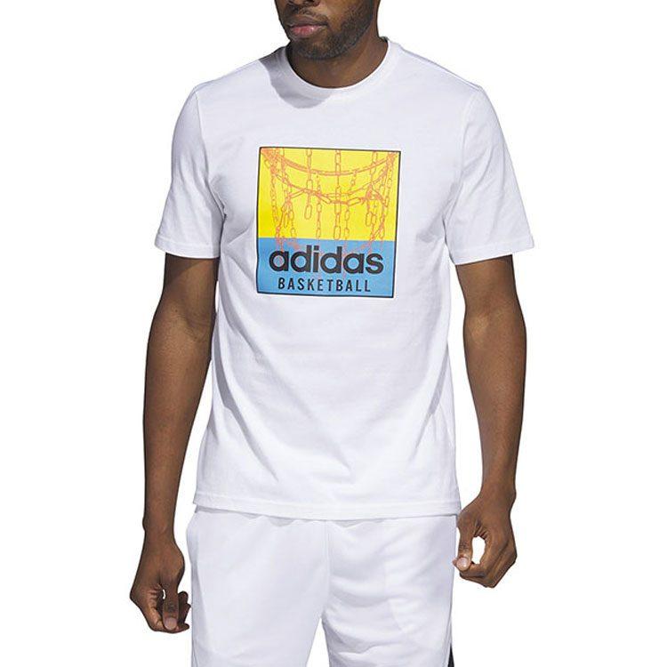 adidas T Shirts Men's White Crew Neck Moderate Straight Fit IC1861