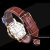 Winner Men's Double-Sided Skeleton Mechanical Watch, Gold Case with Brown/Red Strap.