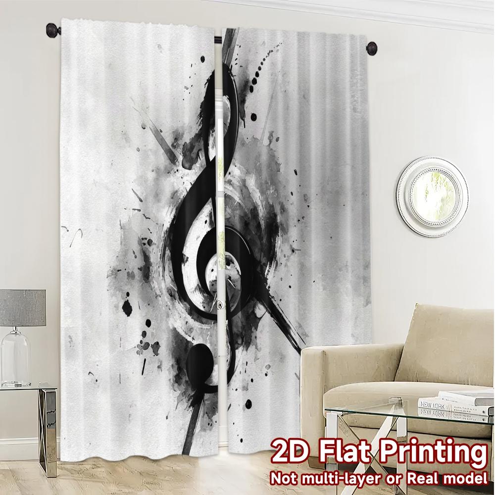 2pcs, 2D FLAT PRINTING Curtains (Without Rod) HarmonyInk Popular Print Curtains Polyester Curtains Thermal Insulation, and Room