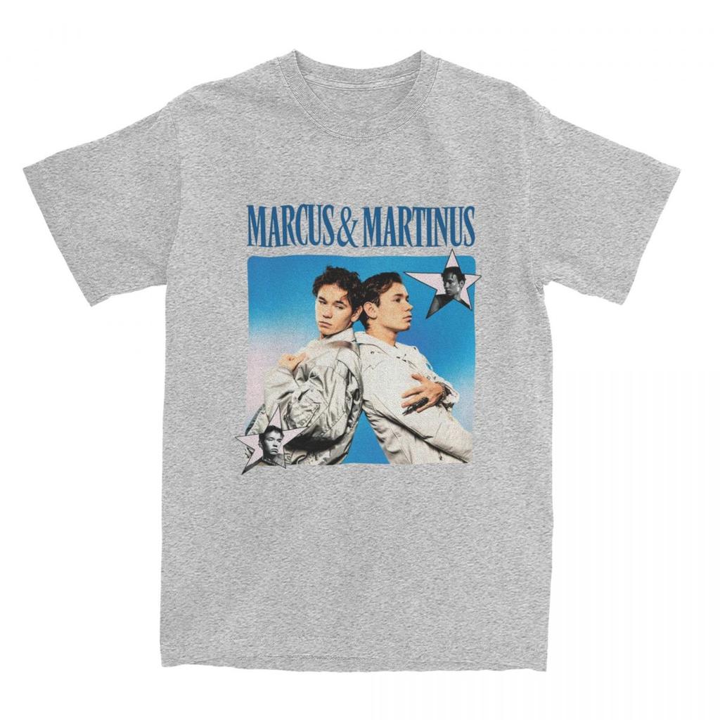 Marcus & Martinus Unforgettable Eurovision Song 2024 Men's T Shirts Tees Short Sleeve Crewneck T-Shirts 100% Cotton Clothing