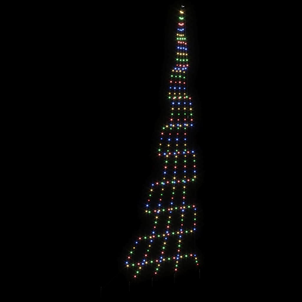 LED Christmas Tree with Ground Spikes Multicolored 511 cm Metal
